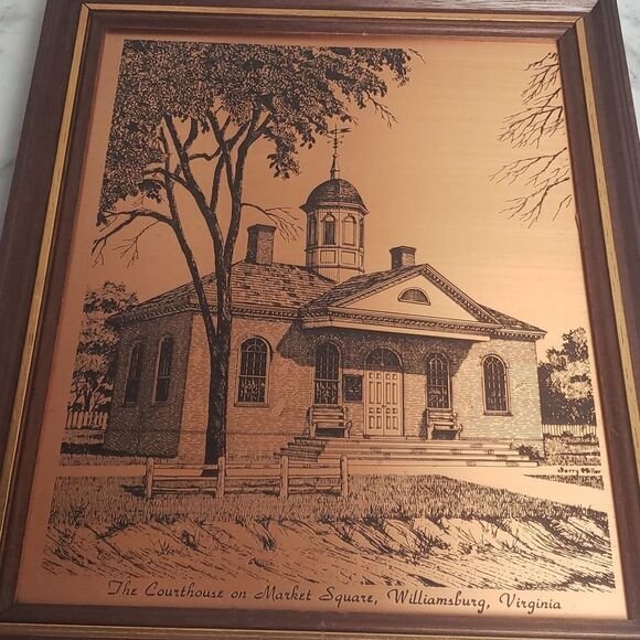 Colonial Williamsburg Courthouse Copper Etching Picture - Picture 8 of 10